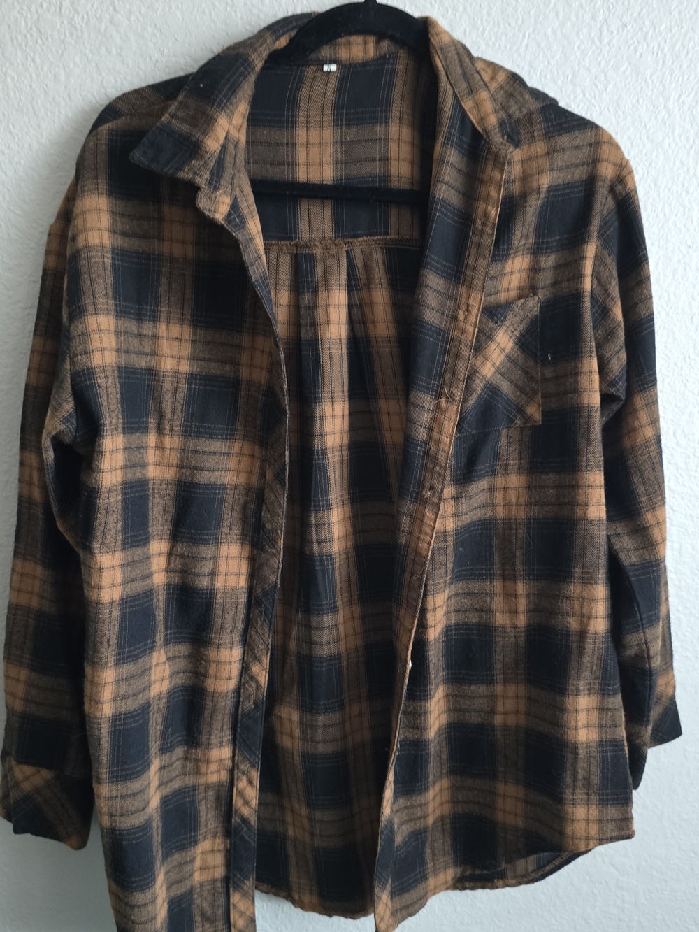 Womens Plaid Flannel Shirt โ Black & Tan